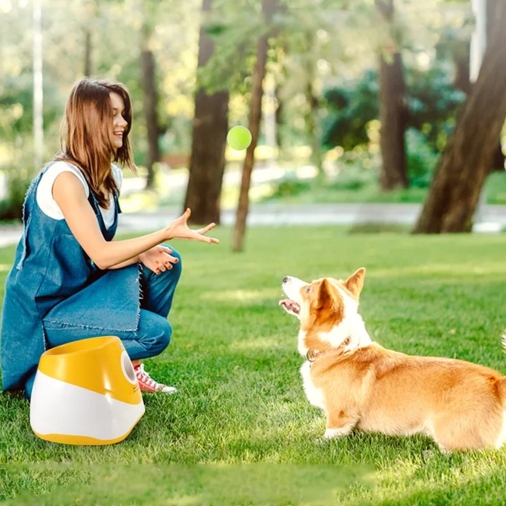 Dog Ball Launcher Thrower Automatic Tennis Fetch Throwing Machine Orange