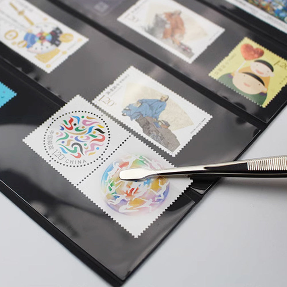 10 Sheets Stamp Album Stock Page Collection Inserts Double Sided 9 Binder Holes