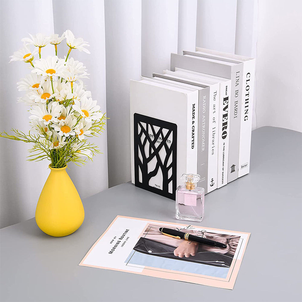 2Pcs Metal Bookends Storage Non-Skid Tree Bookends for Shelves Book Holder ST1