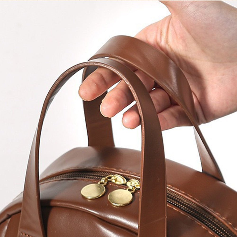 Large Capacity Cosmetic Bag Travel Portable Makeup Toiletry Organizer Brown