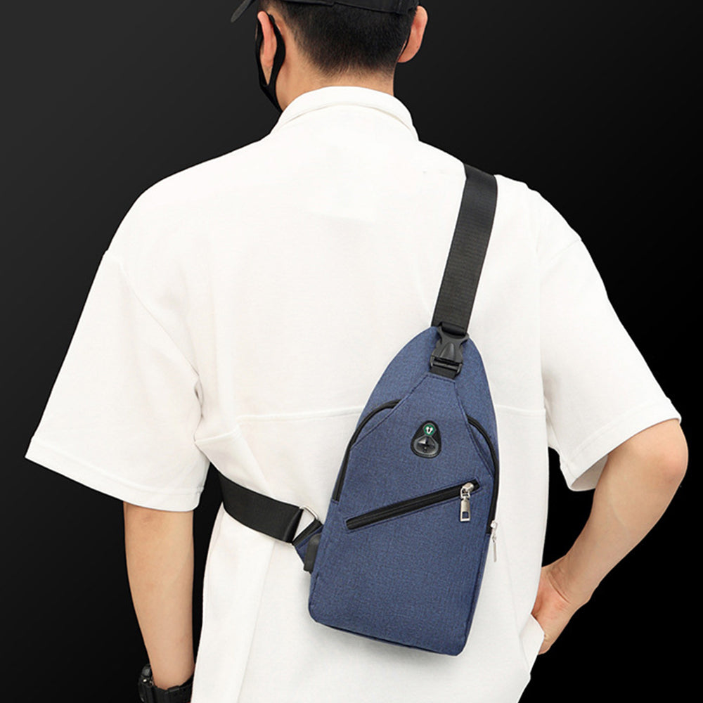 Men Multi-Functional Casual Crossbody Bag Sling Shoulder Chest Bag Blue
