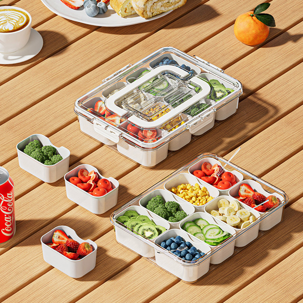 Divided Serving Tray 8 Compartments Snack Box Container Food Storage Organizer