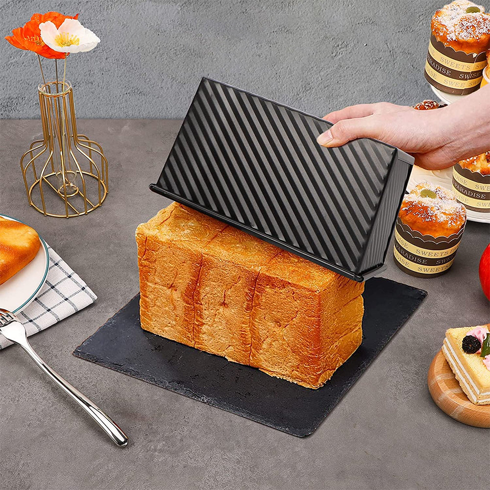 Non-Stick Toast Box Loaf Pan with Lid Bakeware Bread Toast Mold Black