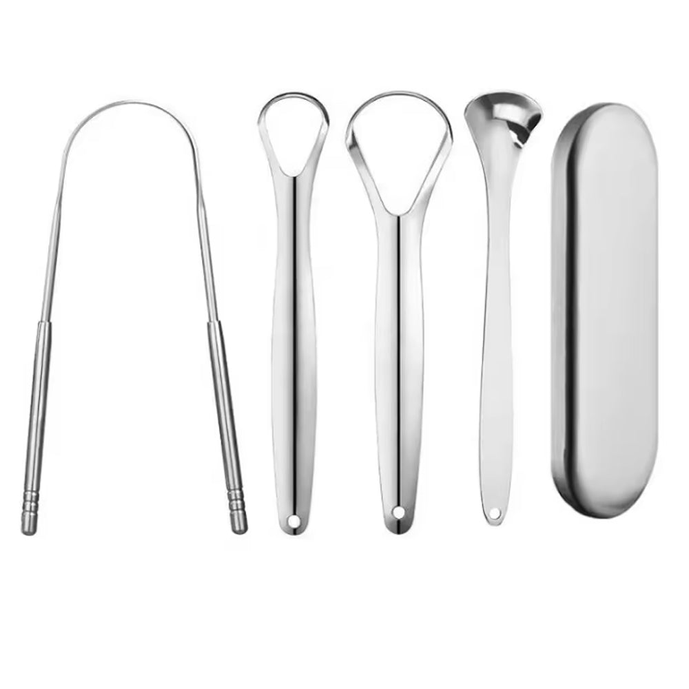 4Pcs Set Tongue Scraper with Storage Case for Oral Hygiene