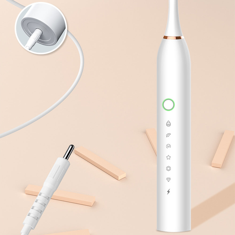 Electric Sonic Toothbrush Kit for Travel Trip Rechargeable 6-Speed Toothbrush with 8 Heads