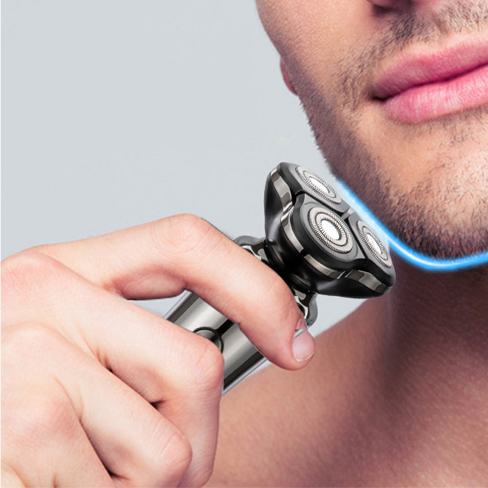 Rechargeable Electric Shaver for Men with Replaceable Heads for Wet and Dry Use