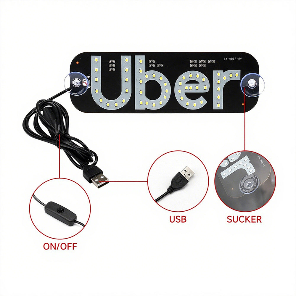 USB LED Taxi Sign with 2 Suction Cups Car Indicator Top Light(No Yellow Car Sticker)