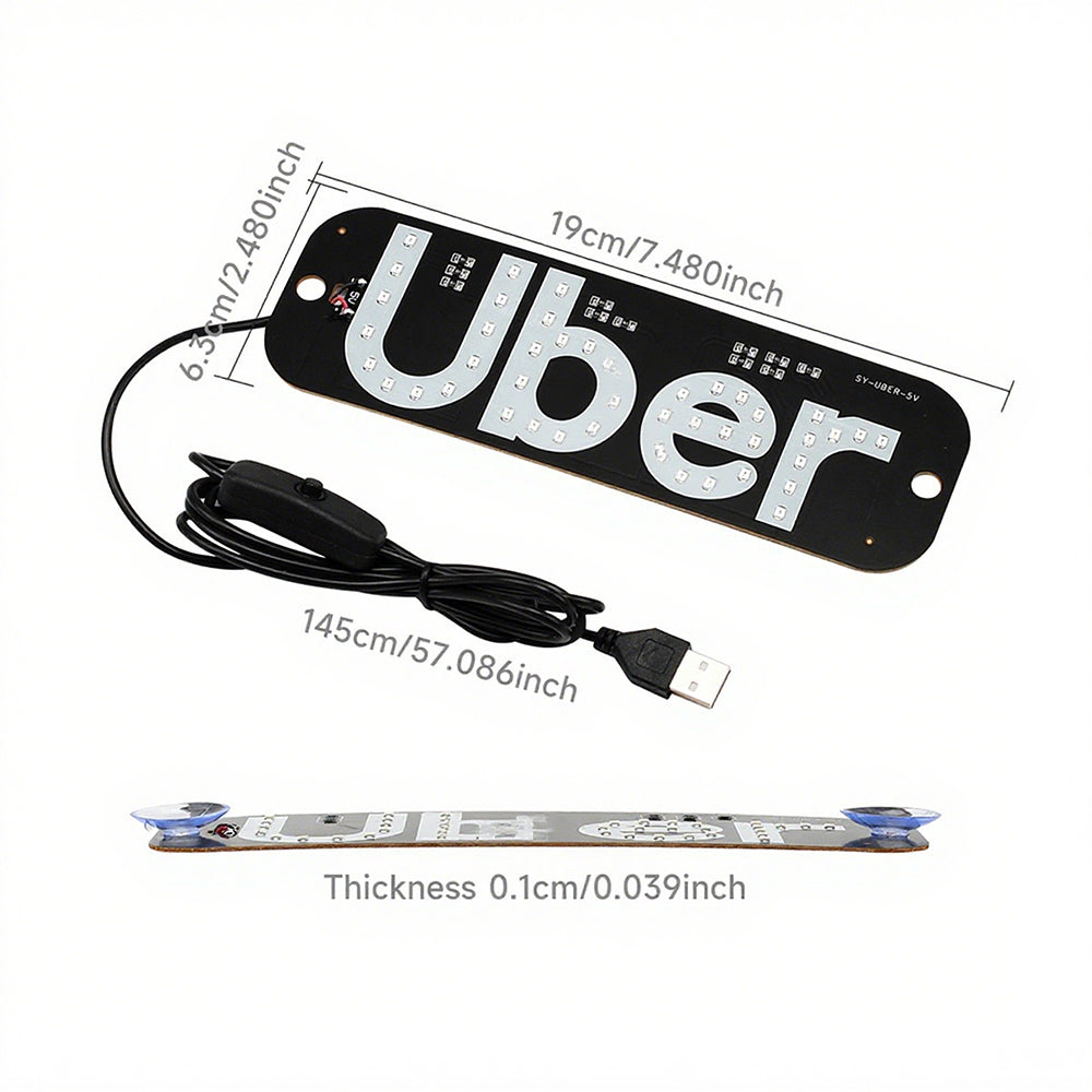 USB LED Taxi Sign with 2 Suction Cups Car Indicator Top Light(No Yellow Car Sticker)