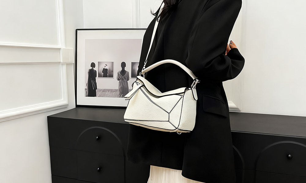 Solid Color Geometric Crossbody Bag with Adjustable Strap