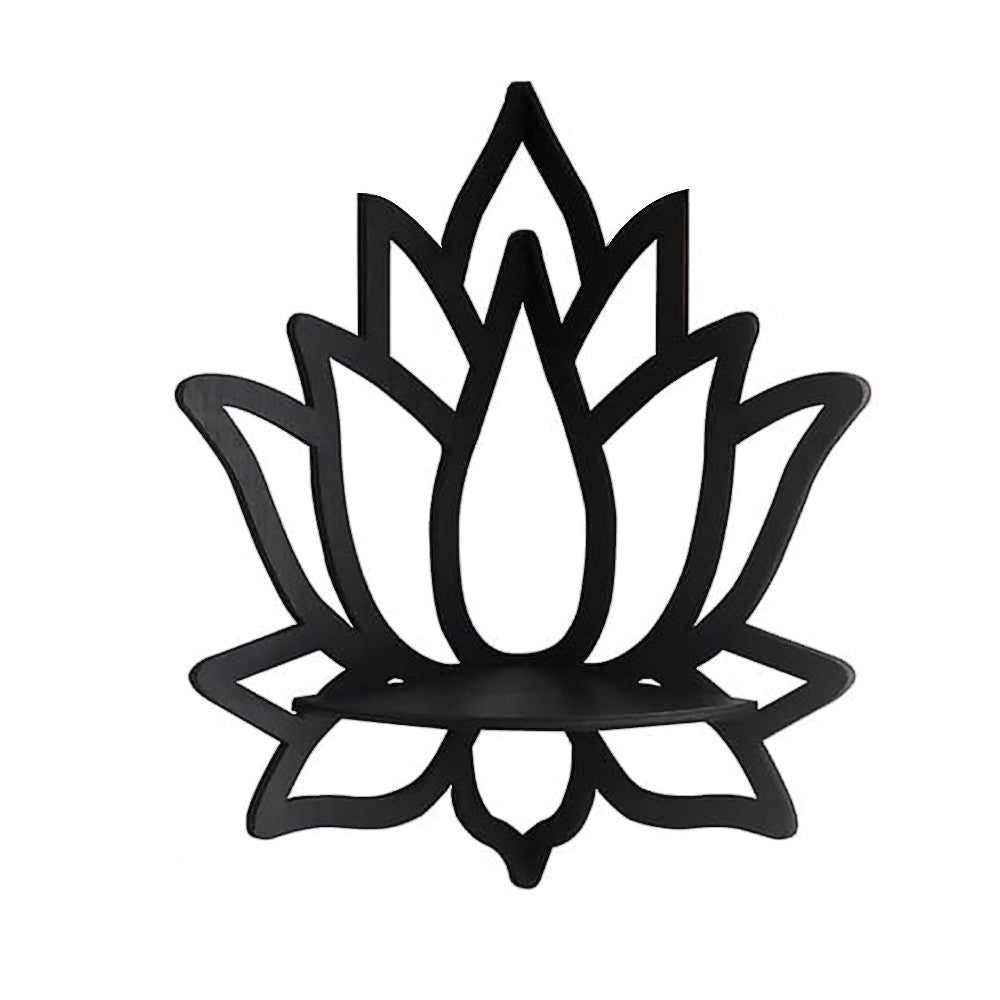 1Pc Wall Corner Shelf Wooden Floating Display Shelf - Lotus Style