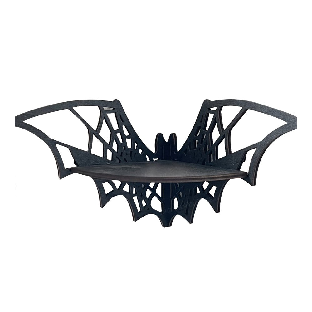 1Pc Wall Corner Shelf Wooden Floating Display Shelf - Bat Style