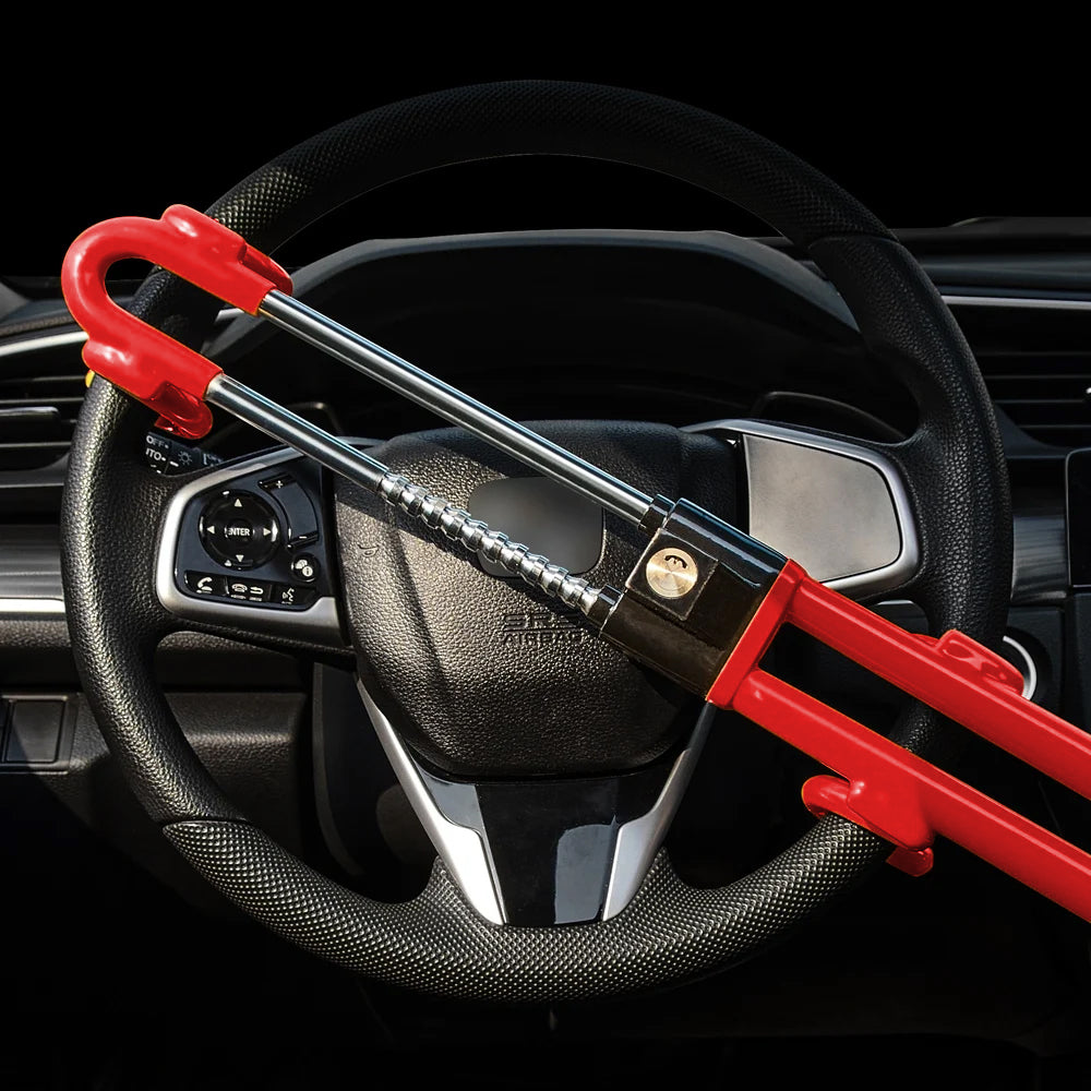 Double Hook Steering Wheel Lock Anti-Theft Security System Car Lock Red