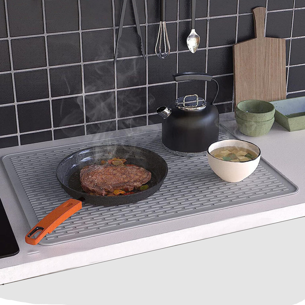 Silicone Stove Top Cover for Electric Stove Glass Stove Cover Drying Mat Grey