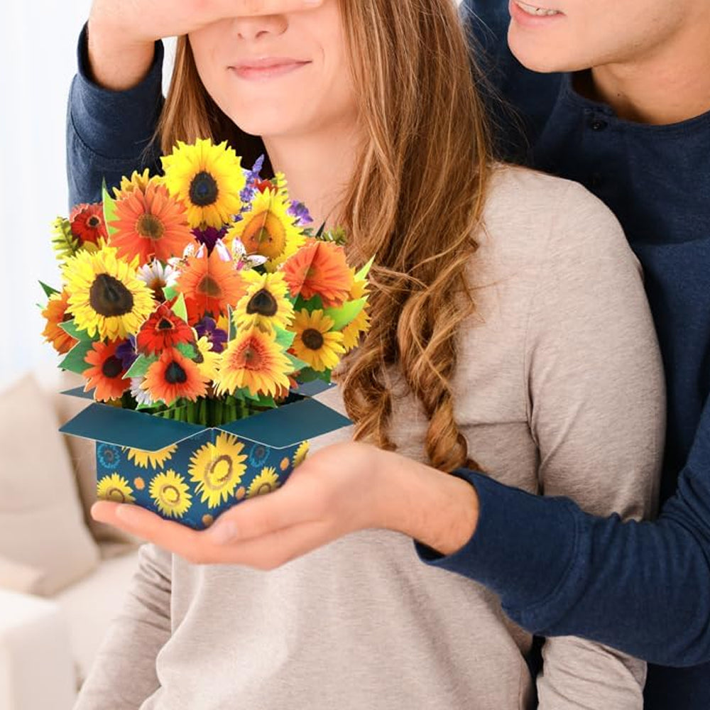 Pop-up Flower Bouquet Card Mother's Day 3D Blossom Paper Card Greeting Cards ST1