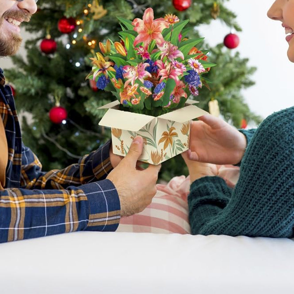 Pop-up Flower Bouquet Card Mother's Day 3D Blossom Paper Card Greeting Cards ST2