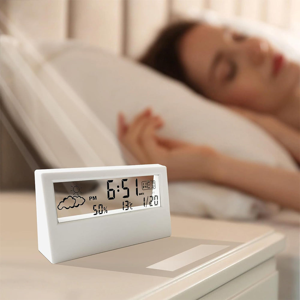 Desktop Digital Alarm Clock with Temperature Humidity Alarm Clock Transparent