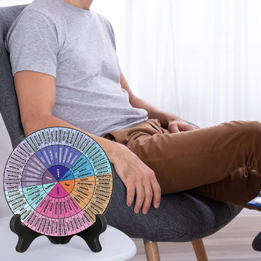 Double-Sided Mental Health Office Feelings Wheel Chart with Stand ST1