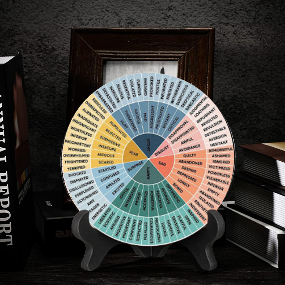 Double-Sided Mental Health Office Feelings Wheel Chart with Stand ST2