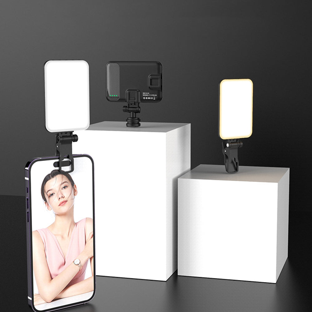 LED Portable Selfie Light Video Lighting with Clip and Hot Shoe Mount Black