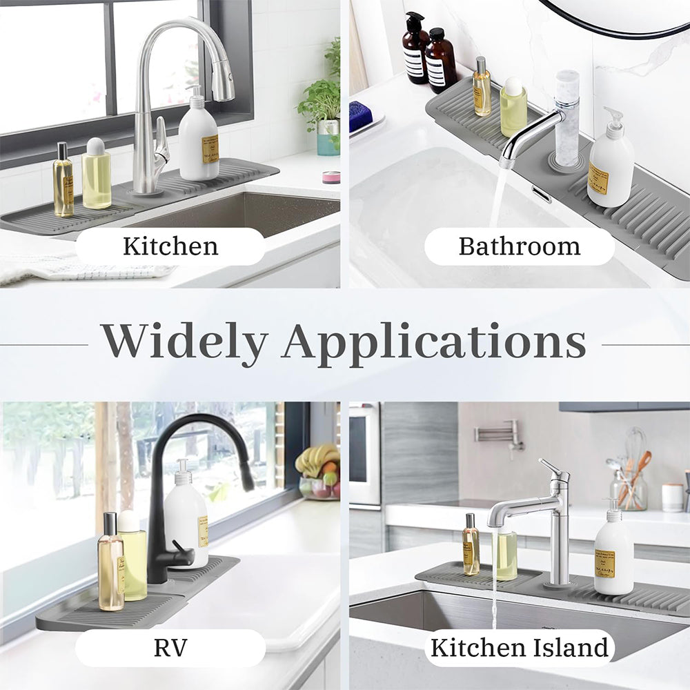 Silicone Sink Draining Mat For Kitchen Sink Splash Guard Bathroom Dark Grey