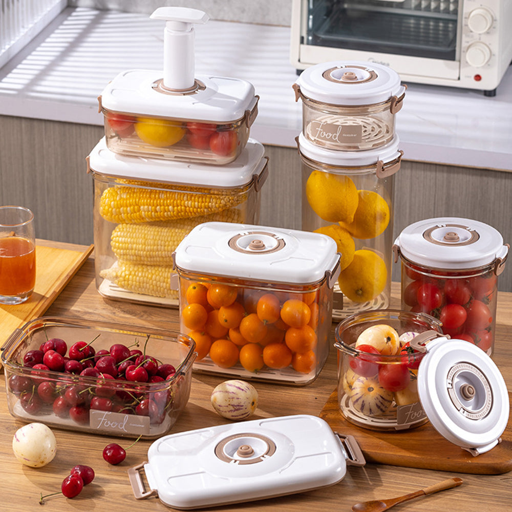 2Pcs 2.7L Vacuum Food Storage Container with Lid Strainer Vacuum Pump