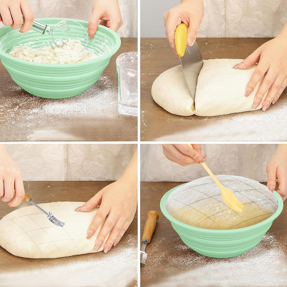 2Pcs Bread Proofing Basket Silicone Bread Baking Dough Proofing Bowl