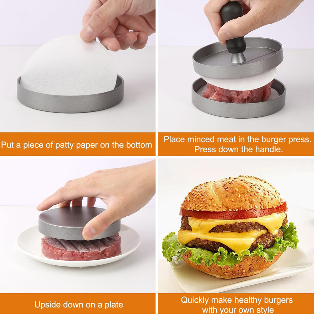 Burger Press with 100Pcs Oil Blotting Paper Hamburger Maker DIY Meat BBQ Mold