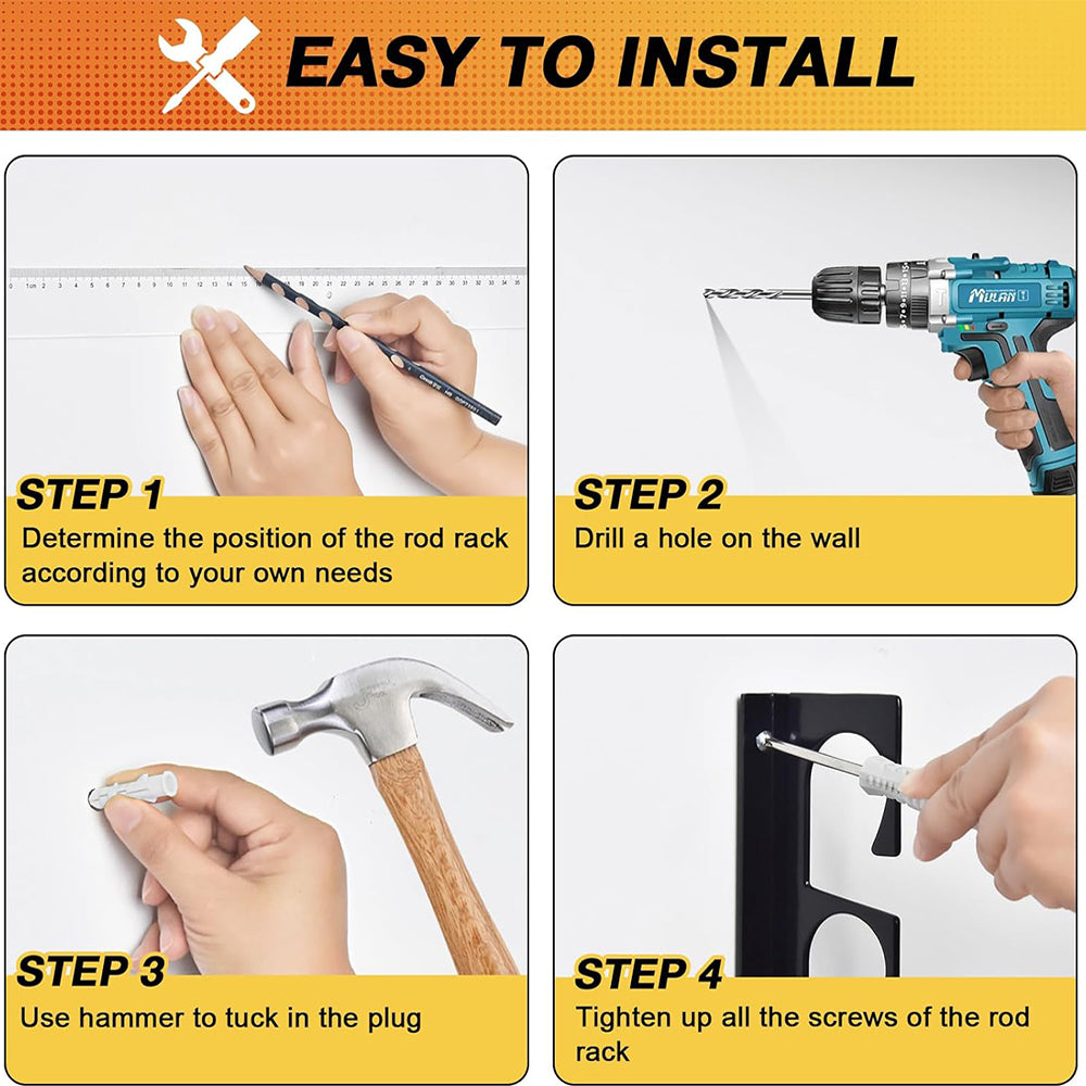 Vertical 6-Rod Storage Rod Rack Wall Mounted Fishing Rod Holder