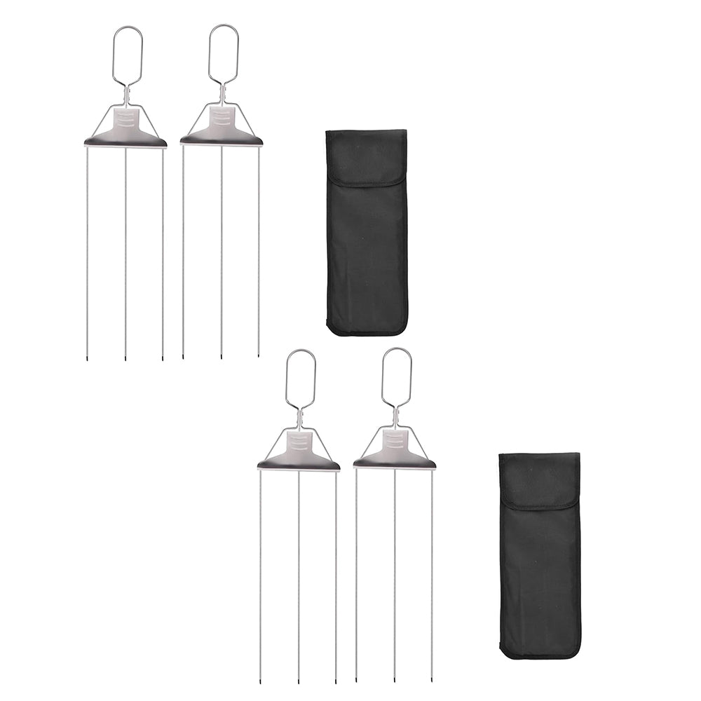 4Pcs 3-Prong Grill Skewer Stainless Steel Grilling Sticks BBQ Kebab Accessory