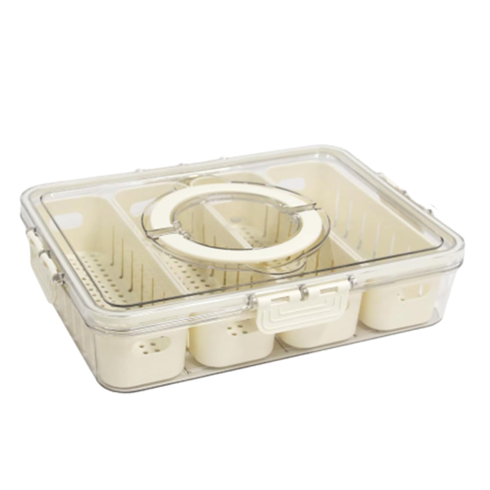 Divided Serving Tray with Lid and Handle 4 Compartments Snack Box Container