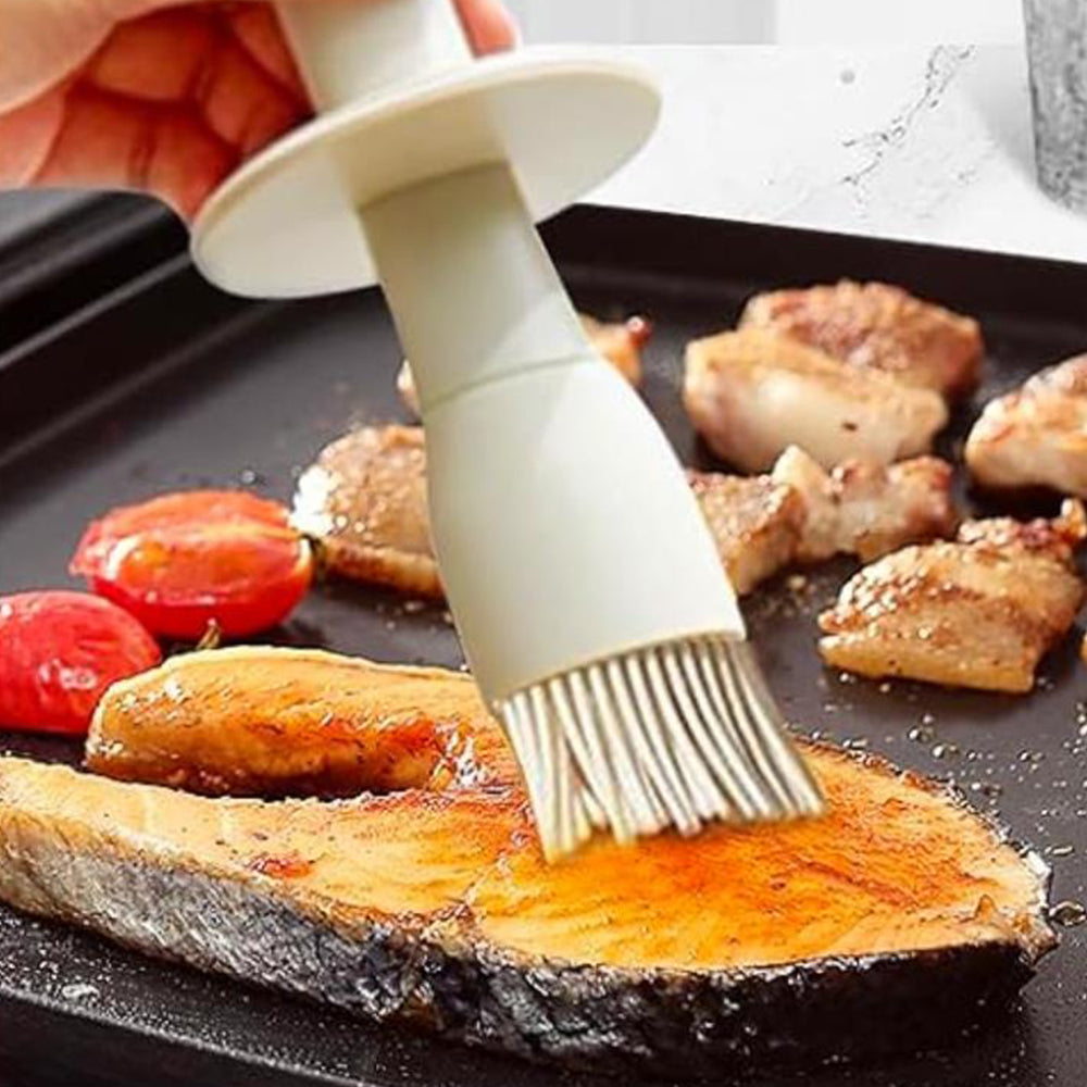 2Pcs Glass Oil Dispenser Bottle with Heat Resistant Silicone Basting Brush White