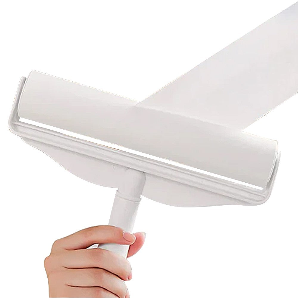 White 24cm Wide Lint Roller Hair Cleaning Sticky Roller with 3 Detachable Poles