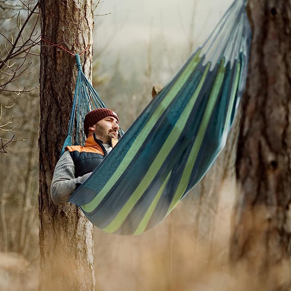 185x80cm Outdoor Blue Striped Hammock
