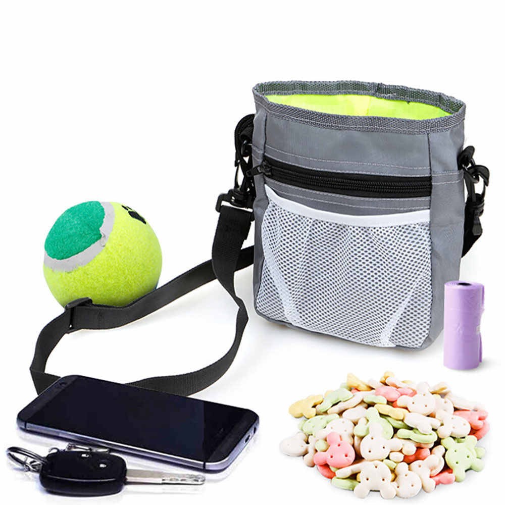 Outdoor Pet Treat Bag Drawstring Waist Bag Hands Free Pet Training Pouch - Grey