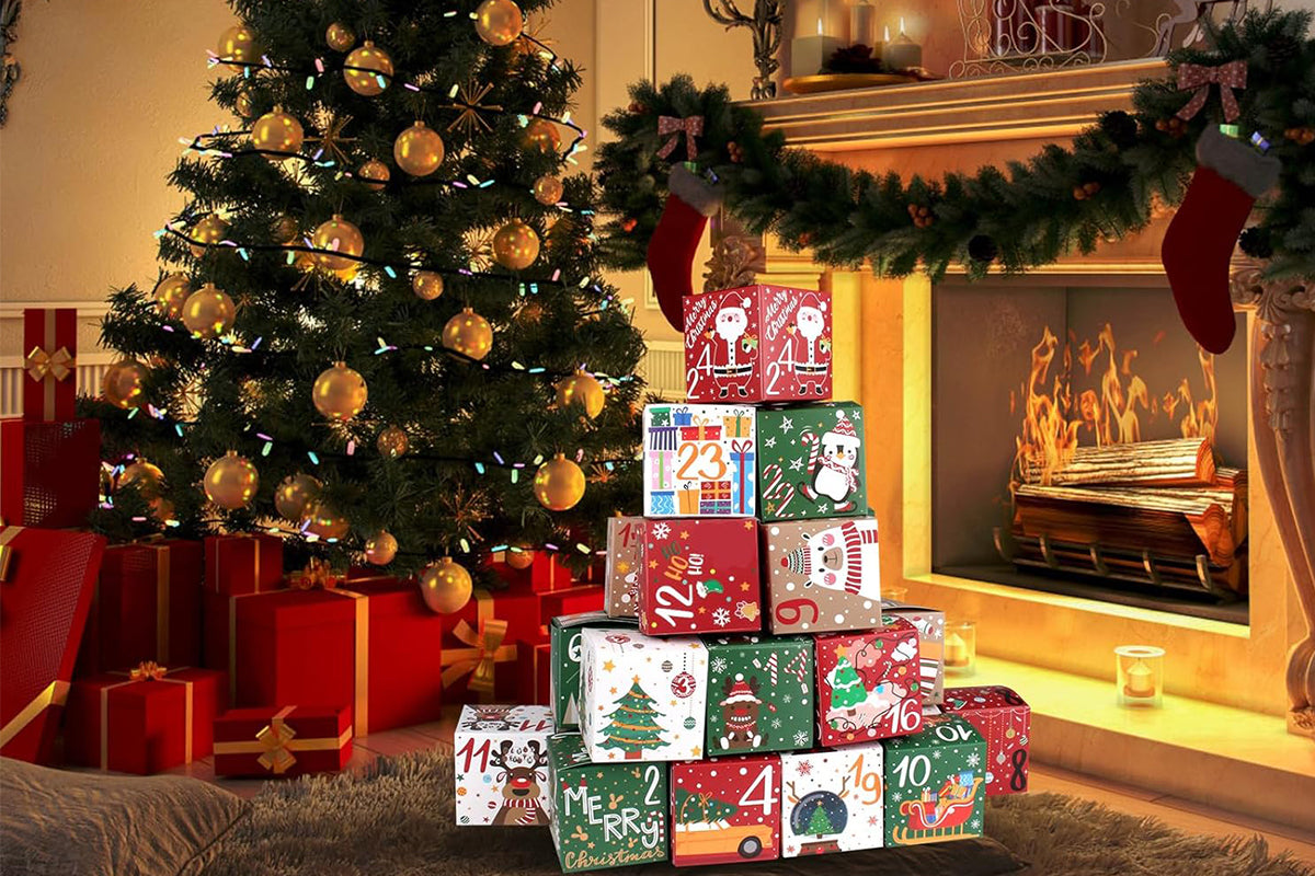 24Pcs DIY Christmas Theme Packing Box for Candy Make Your Own Advent Calendar