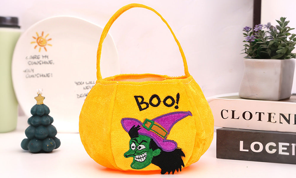 5 PCS Plush Cartoon Pumpkin Bags for Halloween Candy Toys and Gifts