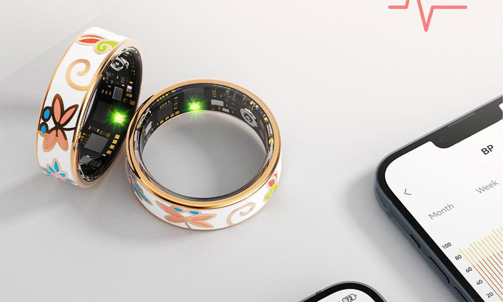 Bluetooth Vntage Enamel Style Smart Ring Water Resistant Fitness Health Tracker