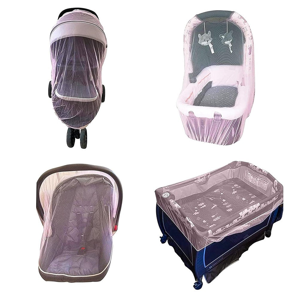 2Pcs Stroller Mosquito Net Full Cover Bug Net Protective Net - Pink