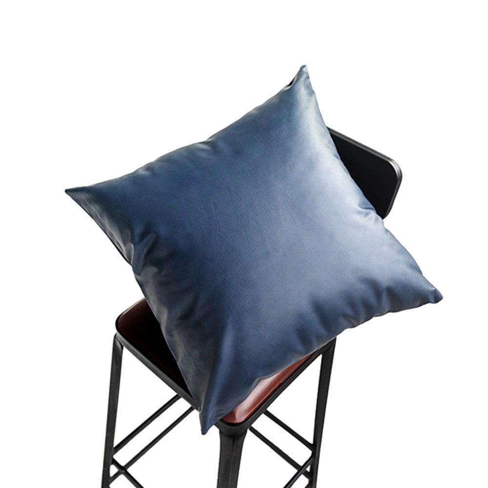1Pc 45x45cm PU Leather Pillow Case Sofa Cushion Cover - Blue