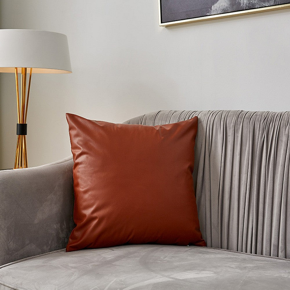 2Pcs 45x45cm PU Leather Pillow Case Sofa Cushion Cover - Orange