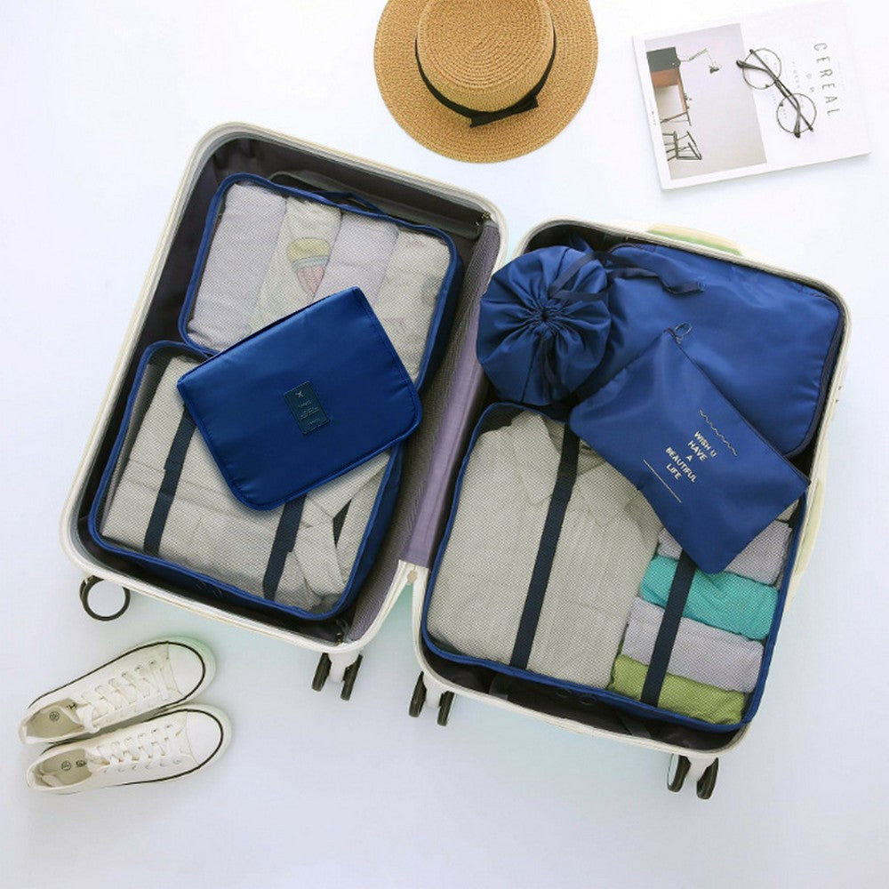 7Pcs Packing Cubes for Travel Lightweight Luggage Organizers - Navy Blue