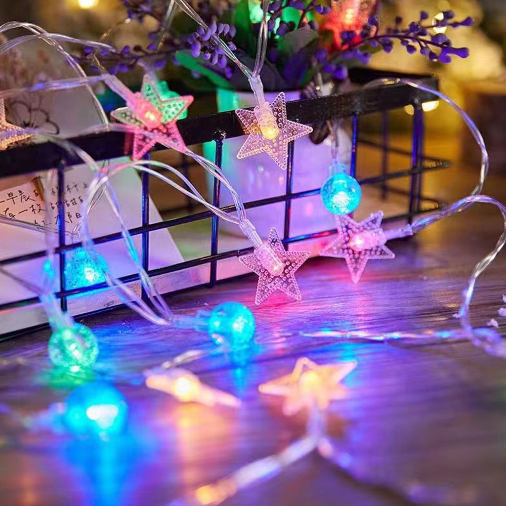80 LEDs Star-Shaped Clear Fairy String Lights Star Clear Ball Multicolor