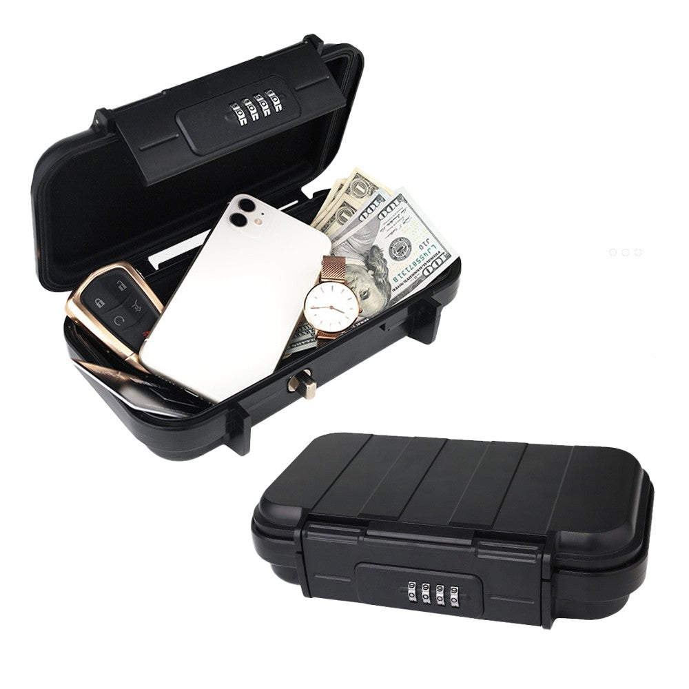 Portable Safe Box Anti-Theft Combination Lock Security Case with Chain - Black