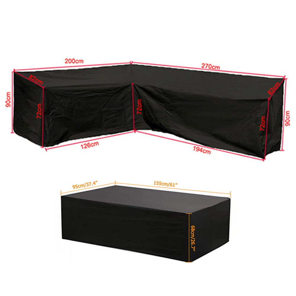 Waterproof L-Shape Outdoor Sectional Sofa Cover Furniture Cover - Style 6