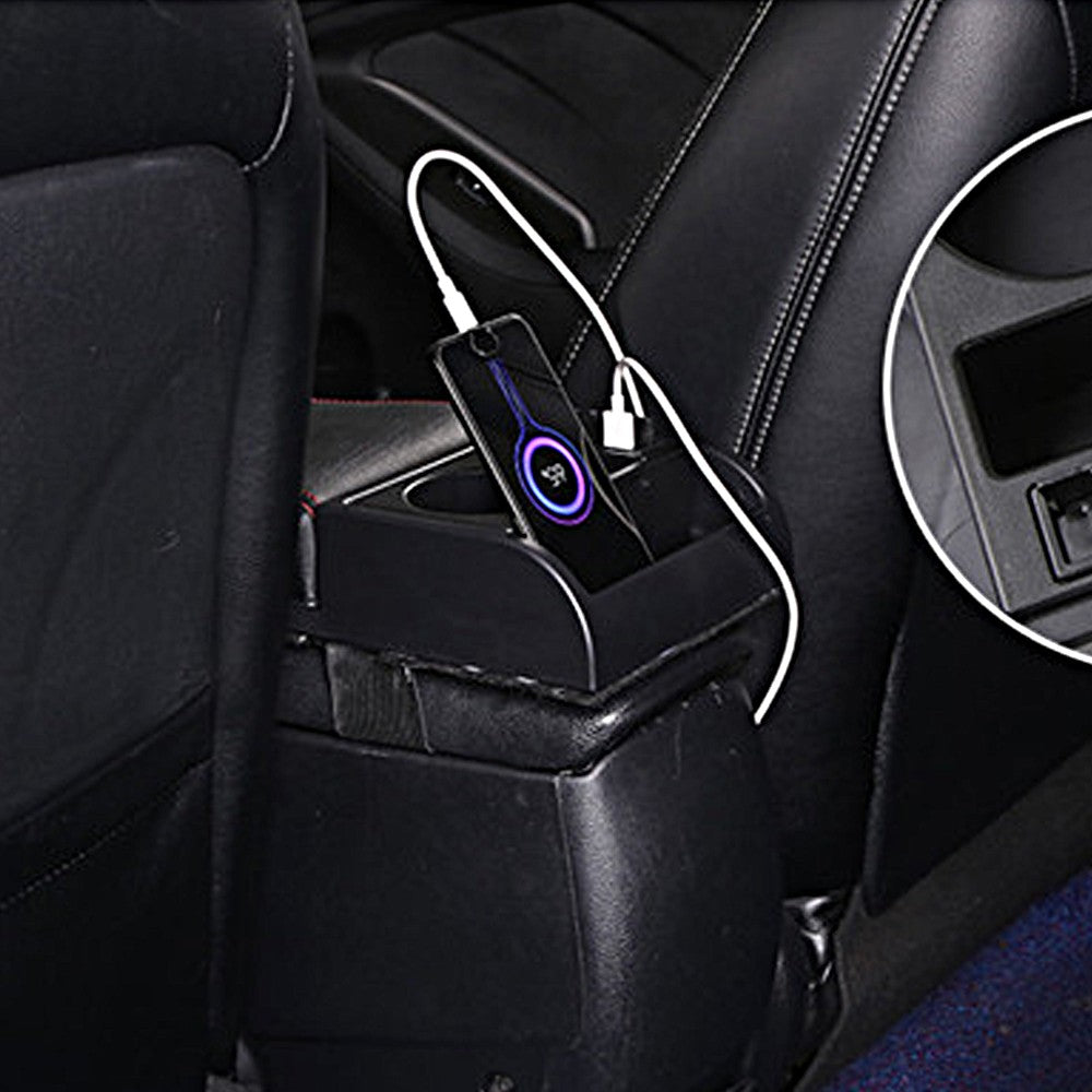 Car Armrest Booster Cushion with Cup Holder Car Center Console Cover Accessories