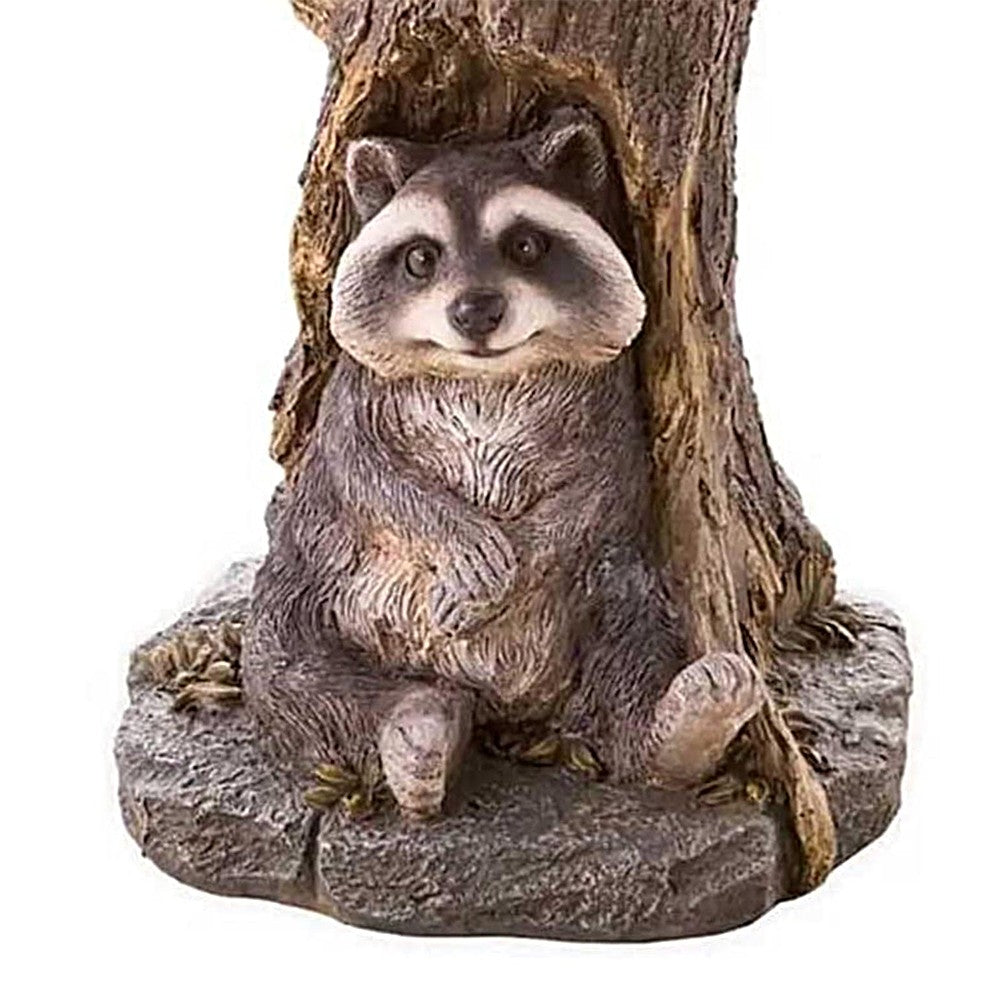 Animal Figurine Bird Feeder Garden Resin Sculptures Statues Decor - Raccoon
