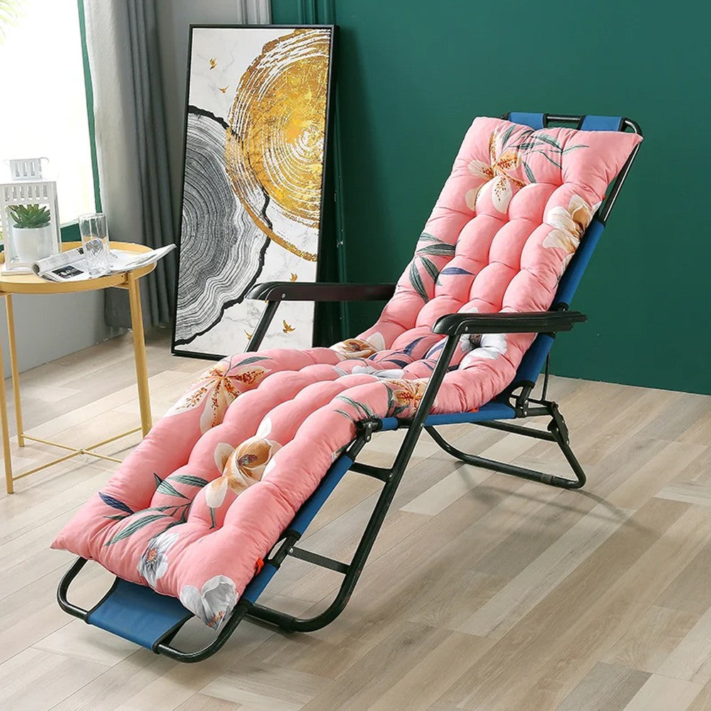 120x48x8cm Floral Printed Lounger Cushion Rocking Chair Seat Cushion - Pink