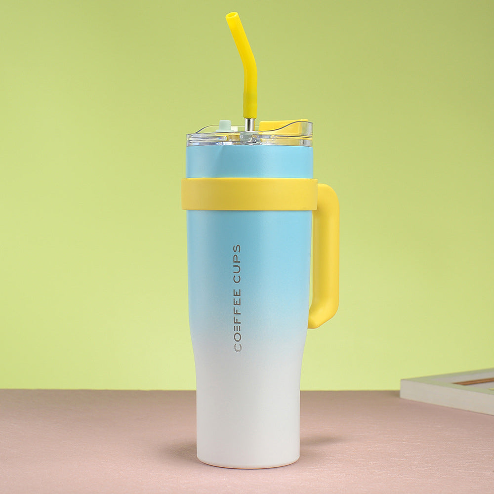 40oz Insulated Stainless Steel Tumbler with Handle and Straw - Blue