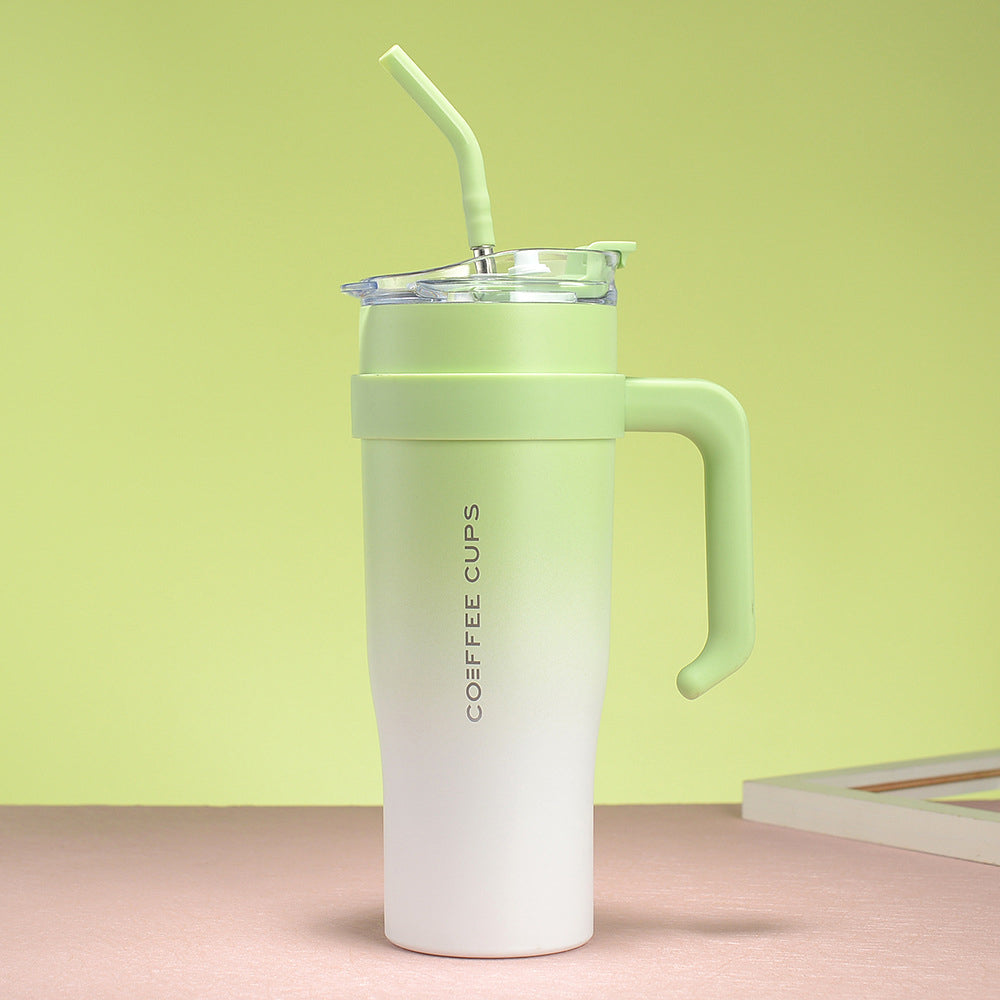 40oz Insulated Stainless Steel Tumbler with Handle and Straw - Green