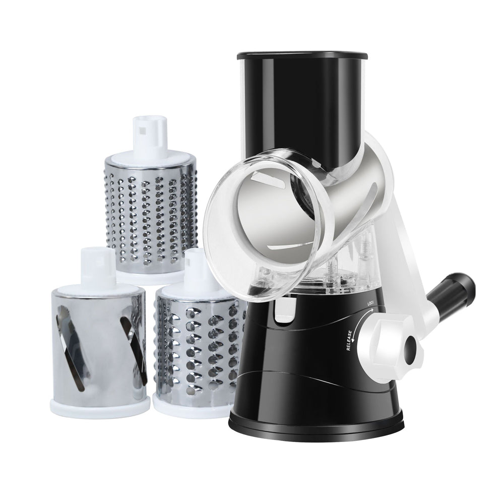 Kitchen Vegetable Food Manual Rotary Drum Grater Slicer Fruit Cutter - Black